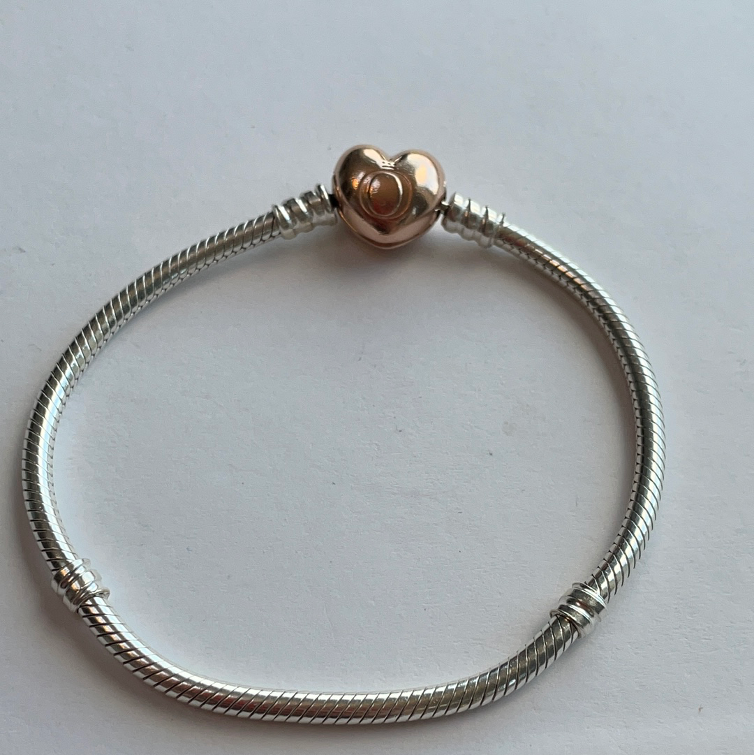 Genuine Pandora Rose Gold Heart Clasp Bracelet Various Sizes