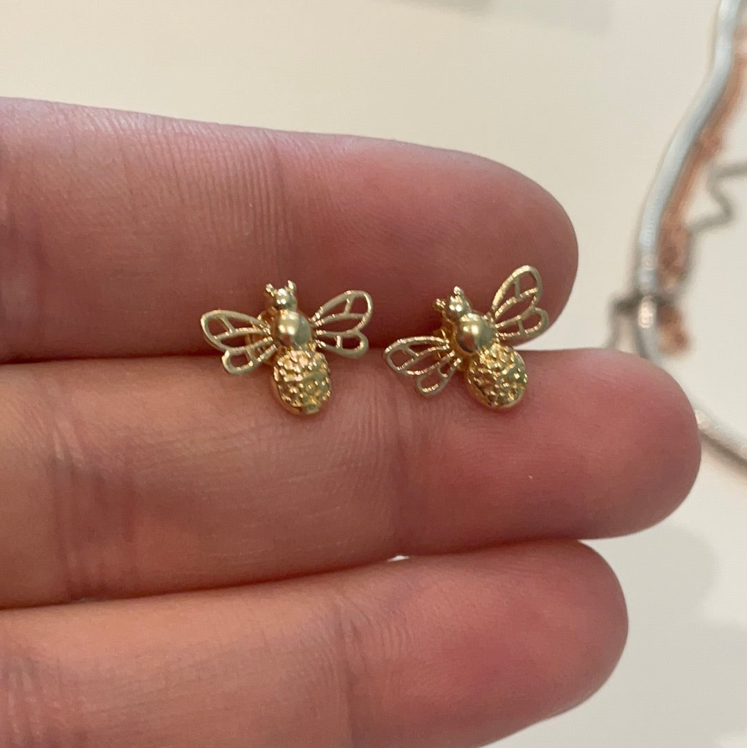 Brand New Gold Plated Bumble Bee Earrings Beautiful!