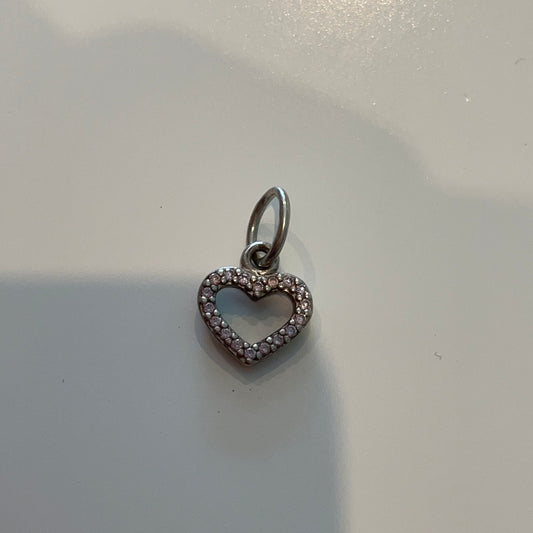 Genuine Pandora Pave Very Light Pink Stone Heart Dangle Charm