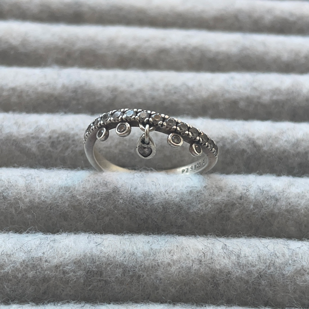 Genuine Pandora Droplet Chandelier Dangle CZ Stoned Ring