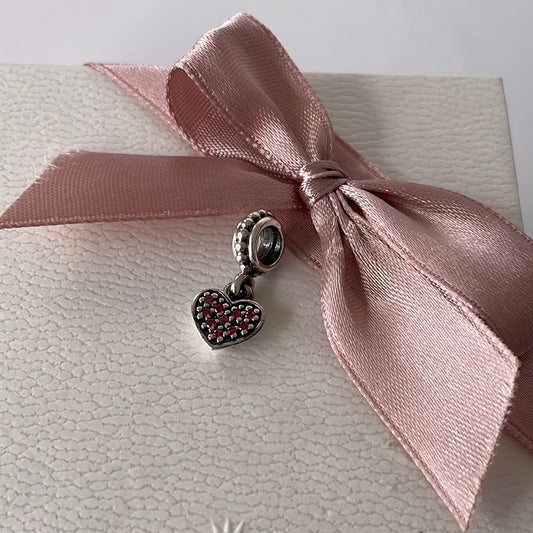 Genuine Pandora Heart Pave Oxidised Dangle Charm 3 Colours