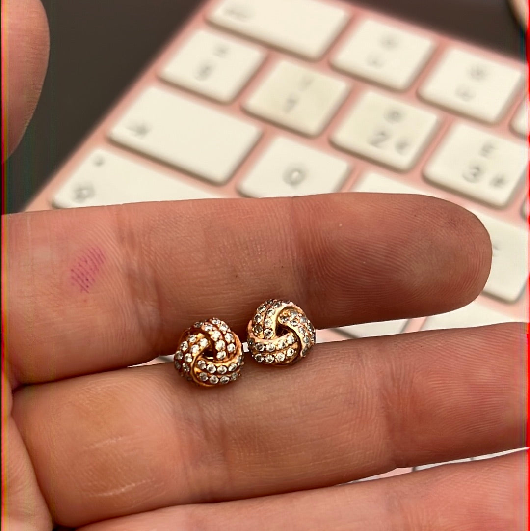 Genuine Pandora Rose Gold Pave Knot Earrings
