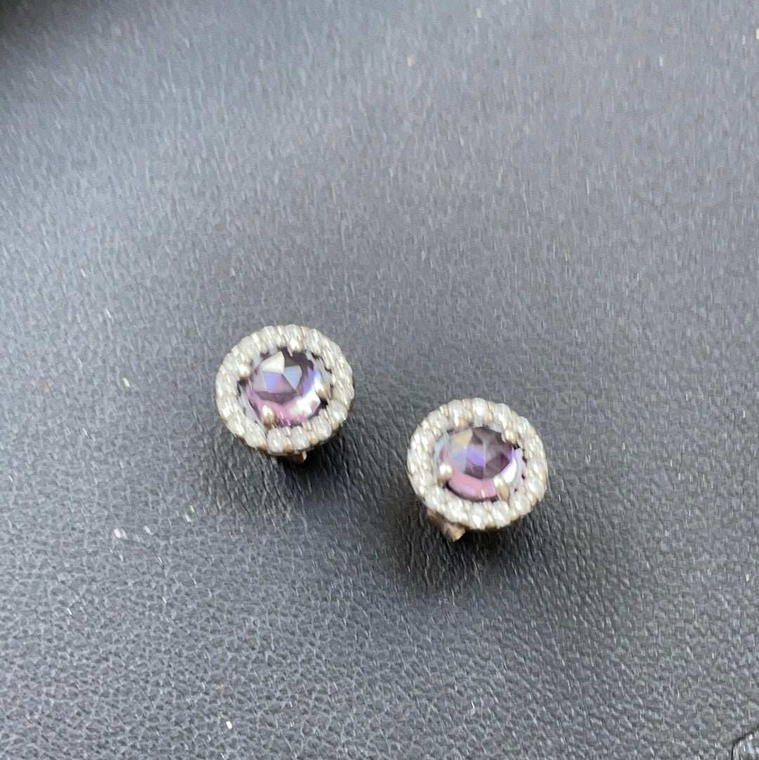 Genuine Pandora Legacy Purple Pave Earrings Studs