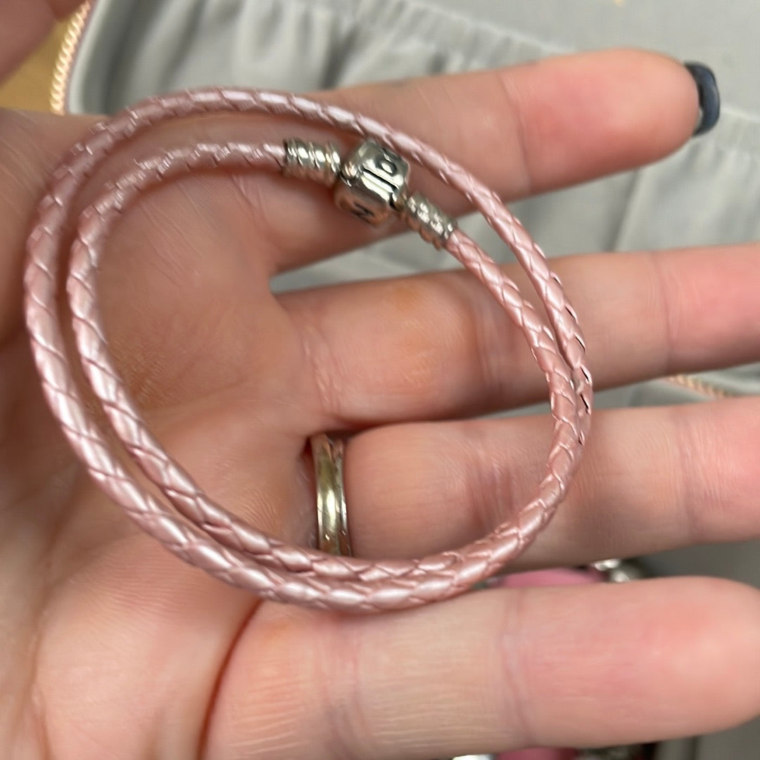 Genuine Pandora Double Wrap Leather in Pink
