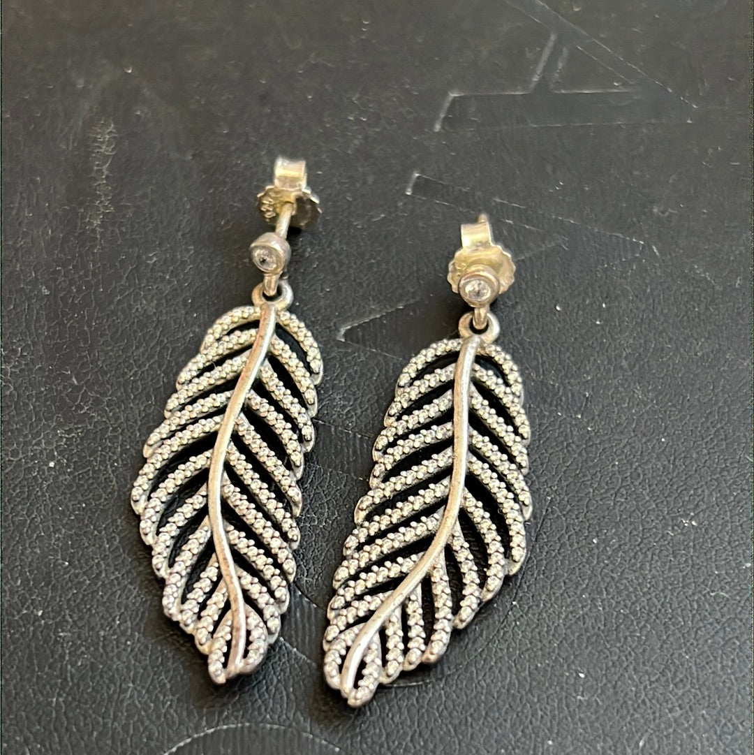 Pandora light as 2025 a feather earrings