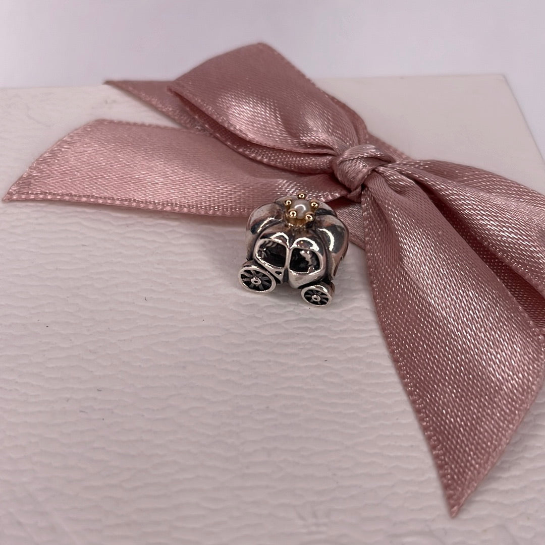 Genuine Pandora Two Tone Pearl Carriage Princess Disney Pumpkin Charm