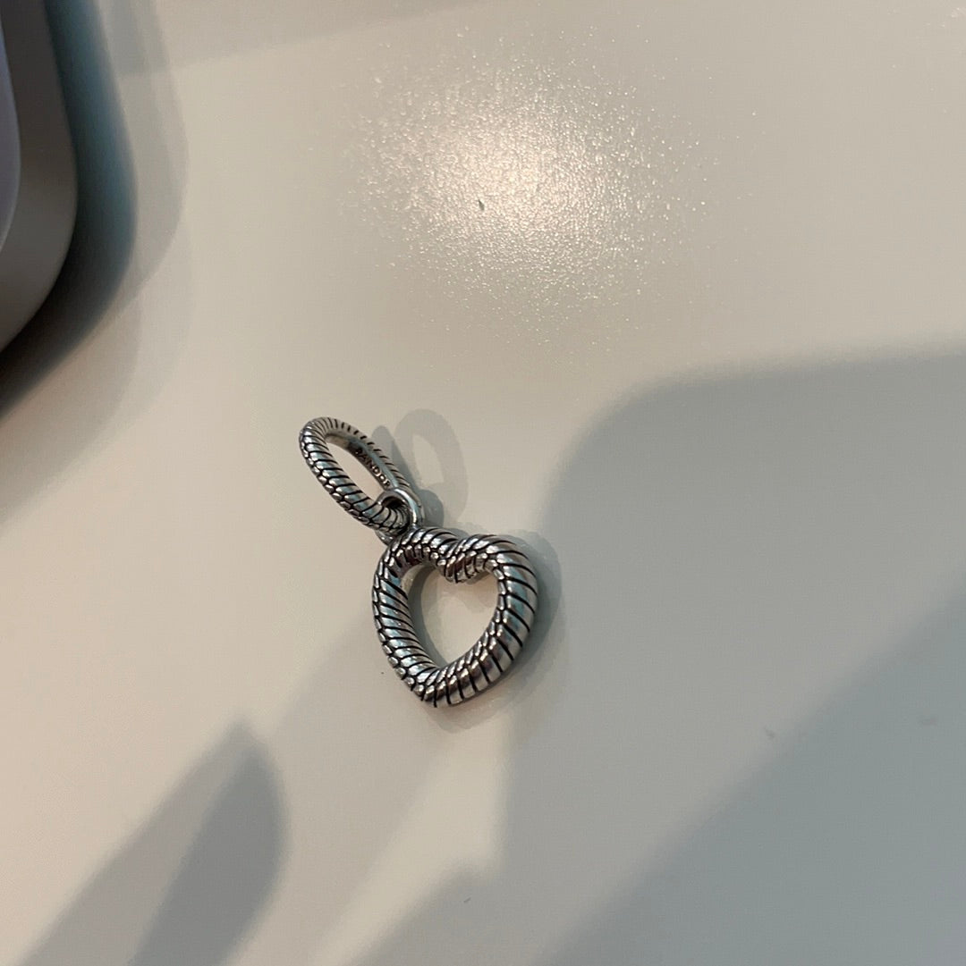 Genuine Pandora Snake Chain Dangle Heart Charm