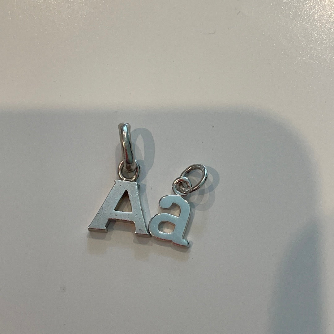 Sterling Silver Dangle Letter A Initial Pair of Pendants