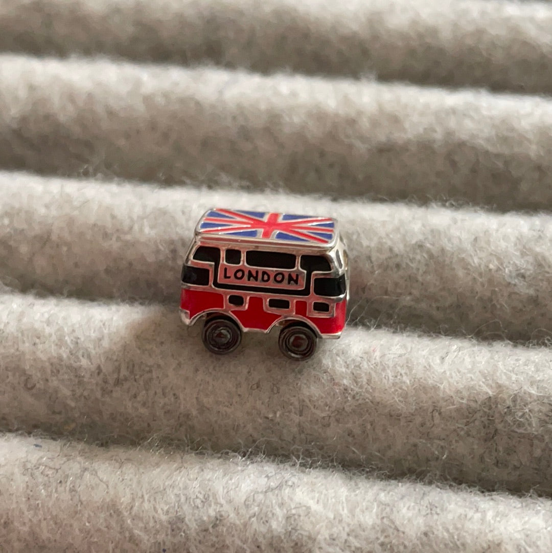 Genuine Chamilia London Bus Charm Transport Charm Travel with Working Wheels