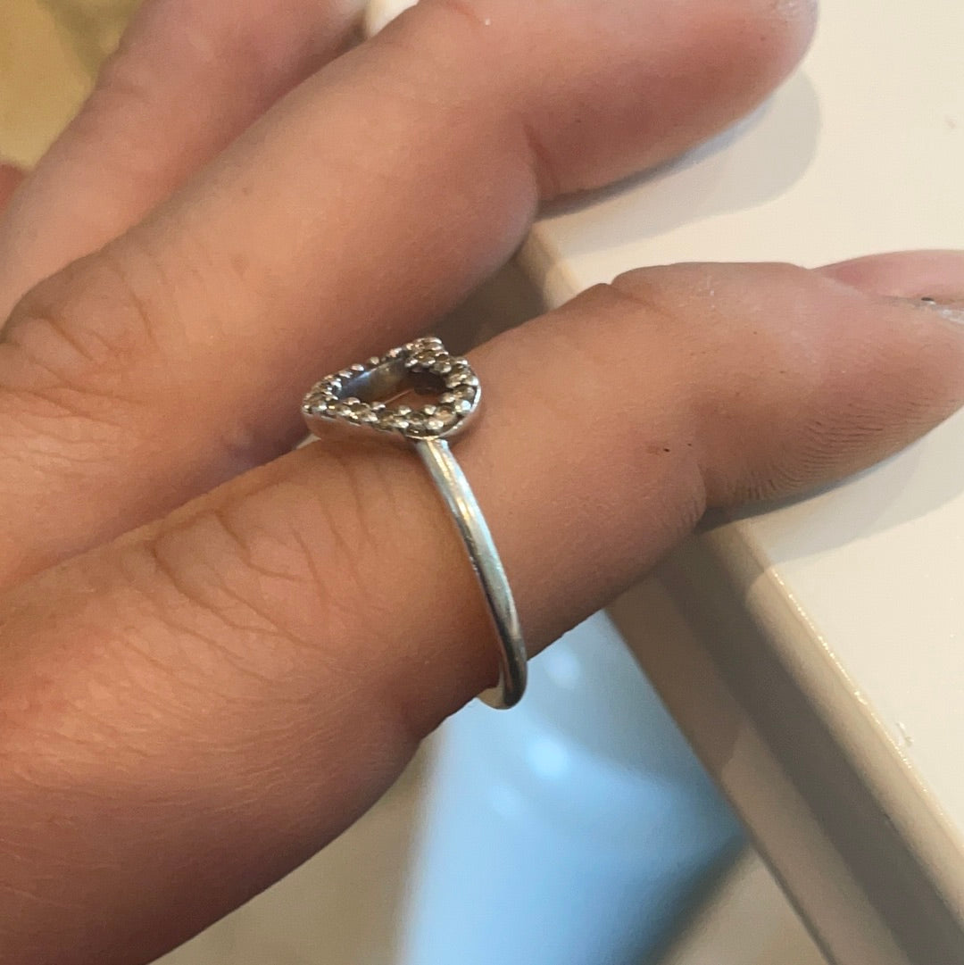 Genuine Pandora Heart Pave Openwork Ring Size 48 Kids