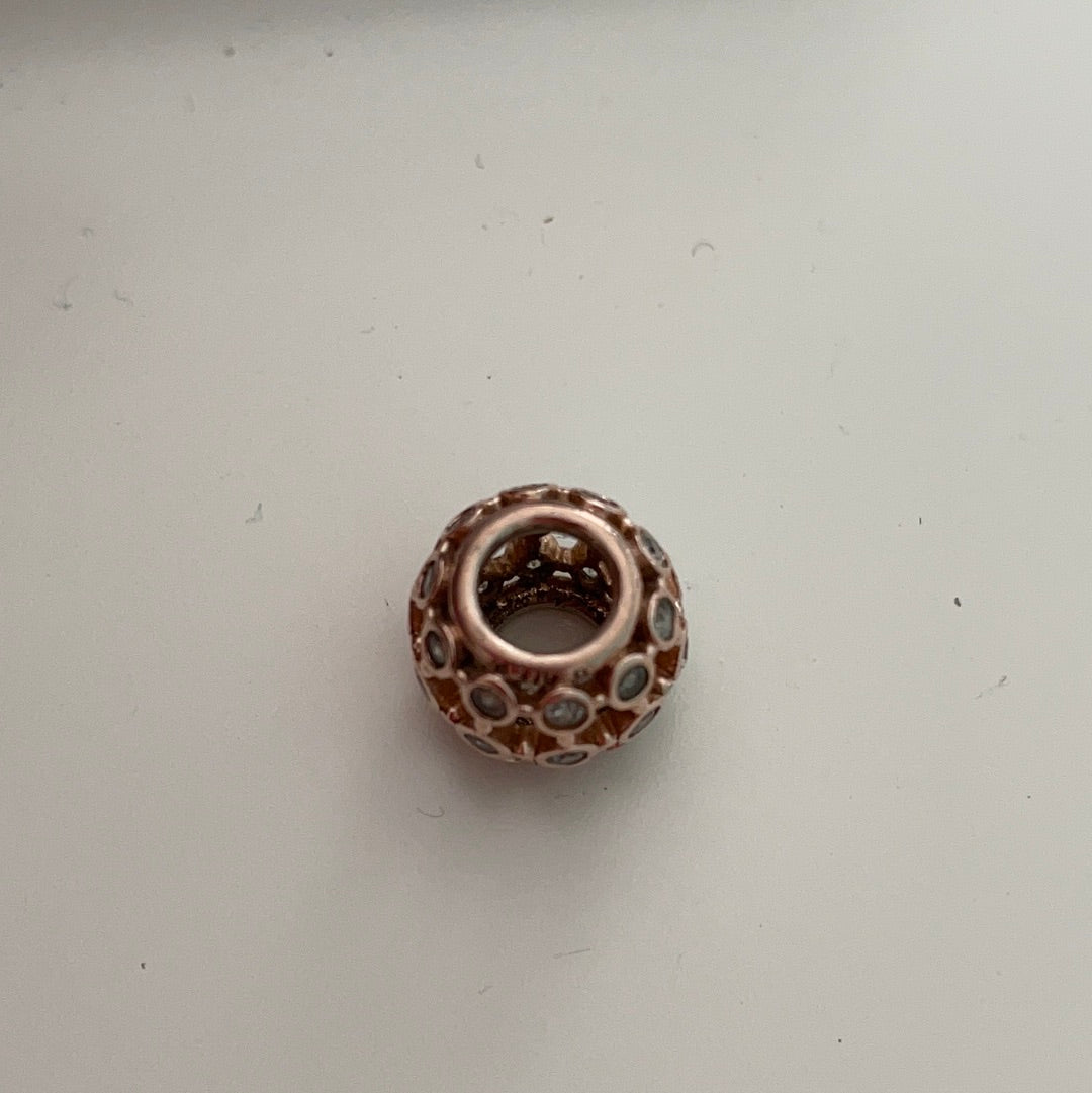 Genuine Pandora Rose Gold Clear Cz Charm Openwork