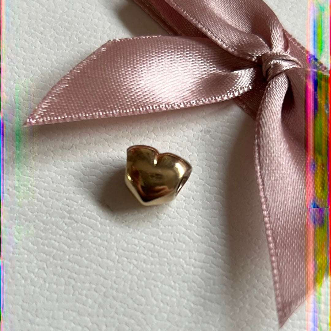 Genuine Pandora Solid Gold 14ct Puffed Heart  Charm