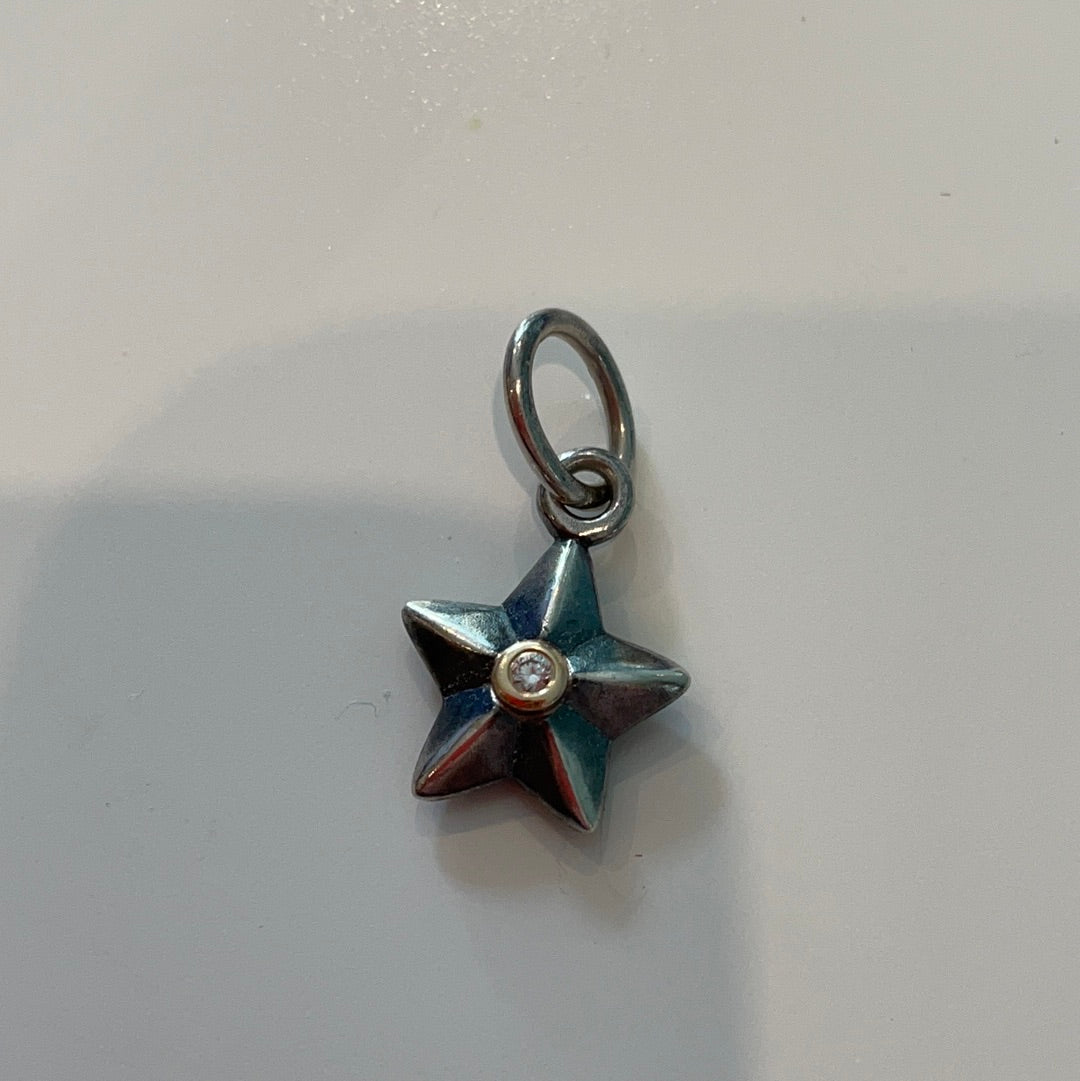 Genuine Pandora Stella Star Two Tone Hyper Rare Dangle Pendant Charm