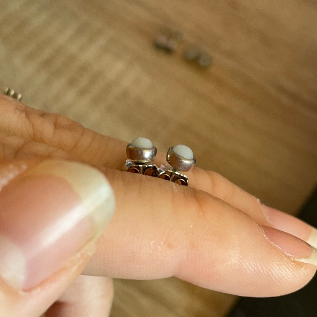 Genuine Pandora RARE Moonstone Stone Earrings Studs