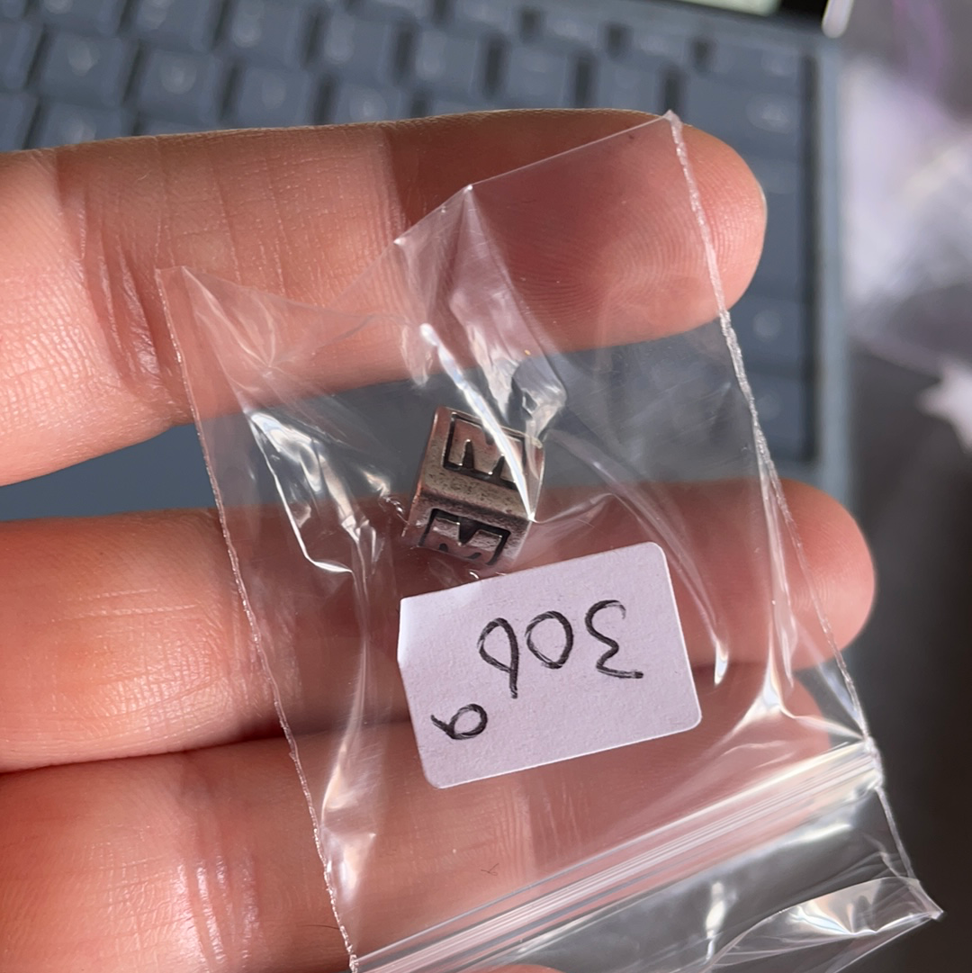 Genuine Pandora Vintage Letter M Triangular Charm