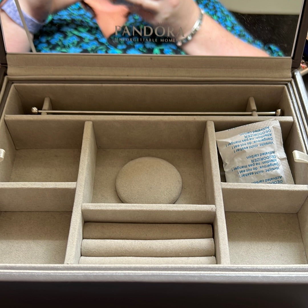 Genuine Pandora Jewellery Box Mink Grey With 2 Layers