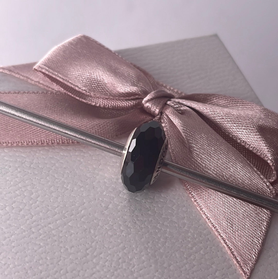 Genuine Pandora Black Faceted Murano Glass Charm