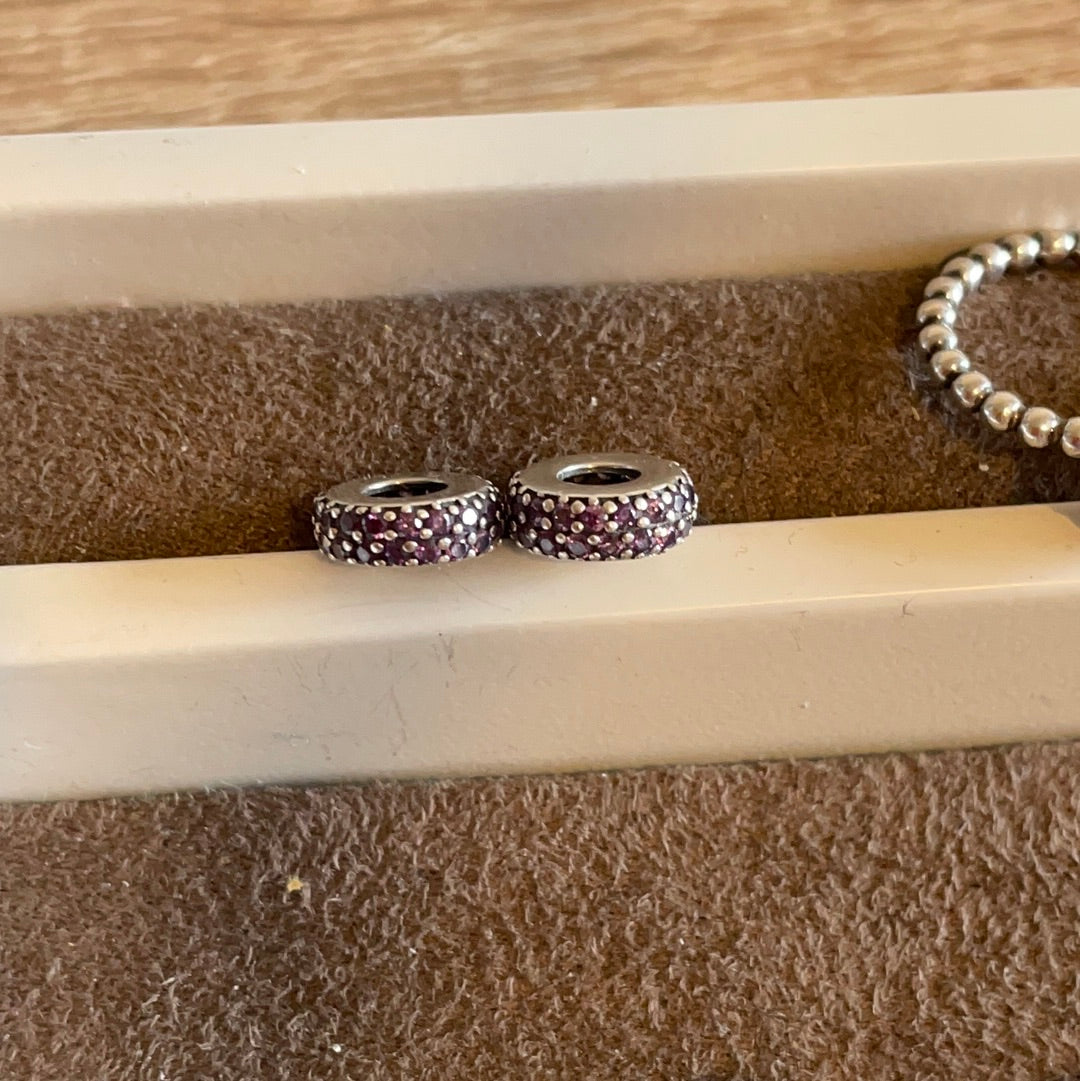 Genuine Pandora Purple Pave Spacer Charm x1