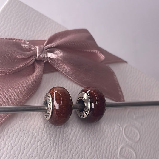 Genuine Pandora Conker Colour Brown Wood Murano Charm