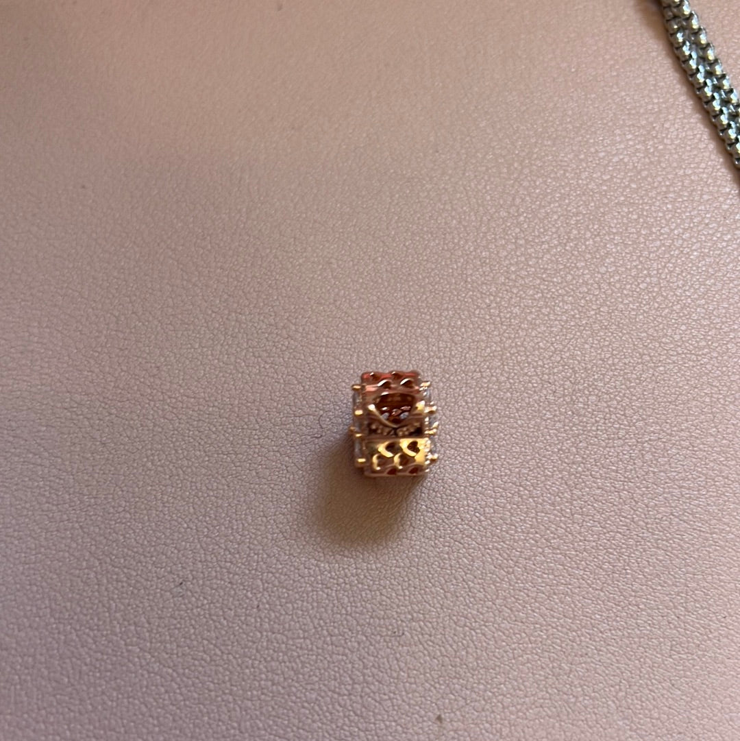 Genuine Pandora Rose Gold Sparkling Snowflake Flower Charm