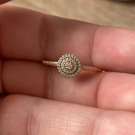 Genuine Pandora Rose Gold Pave Sparkle Circle Ring Size 52