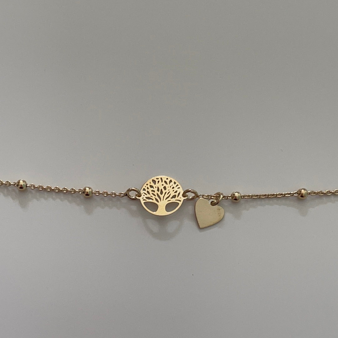 Brand New Openwork Heart Family Tree Dangle and Heart Adjustable Bracelet