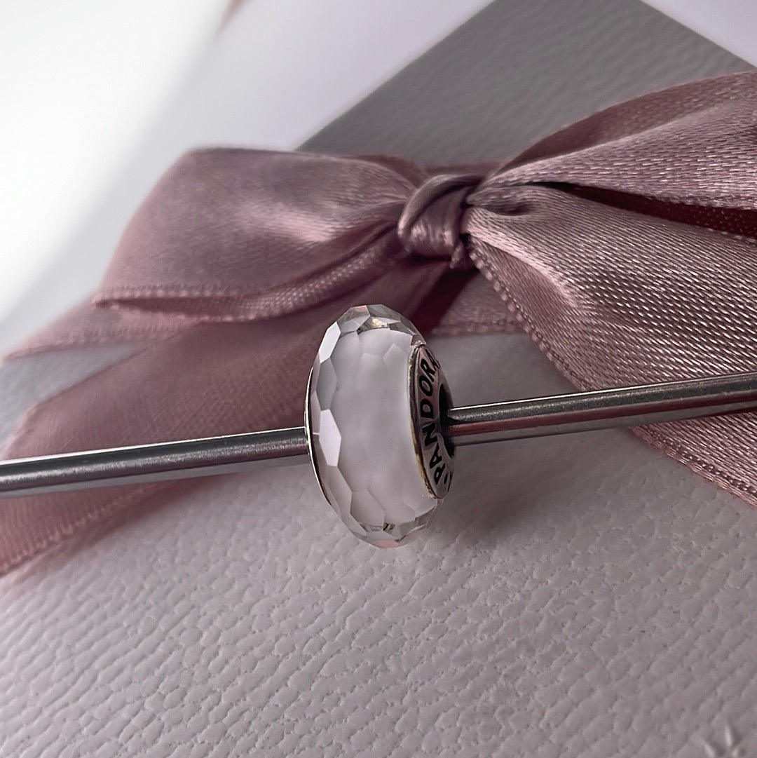Genuine Pandora White Faceted Murano Glass Charm