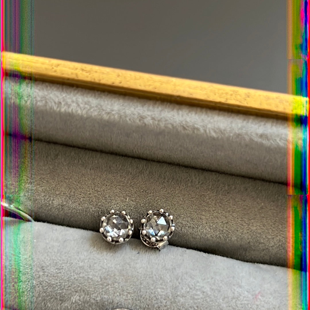 Genuine Pandora Silver Sparkling Crown Earrings Studs