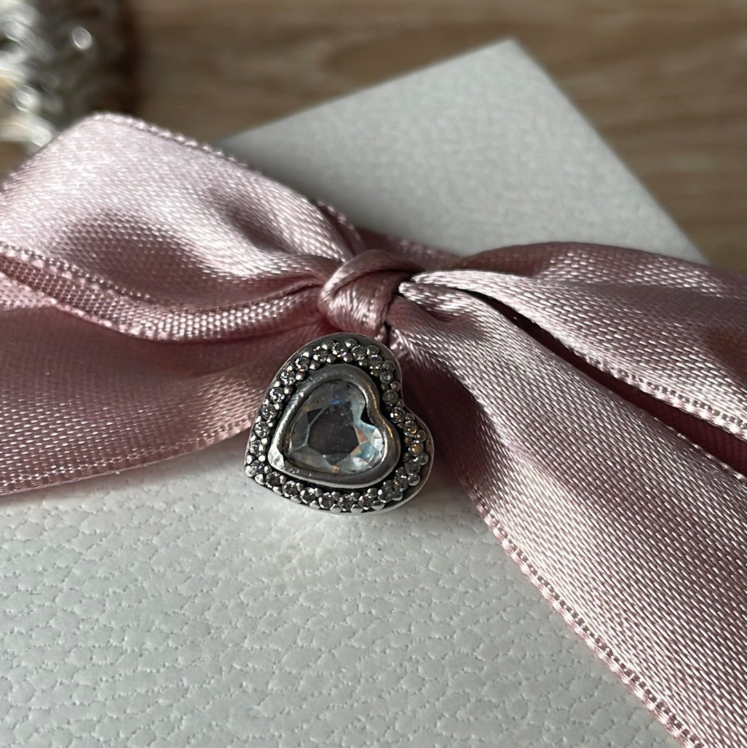 Genuine Pandora Pave Levelled Heart Charm