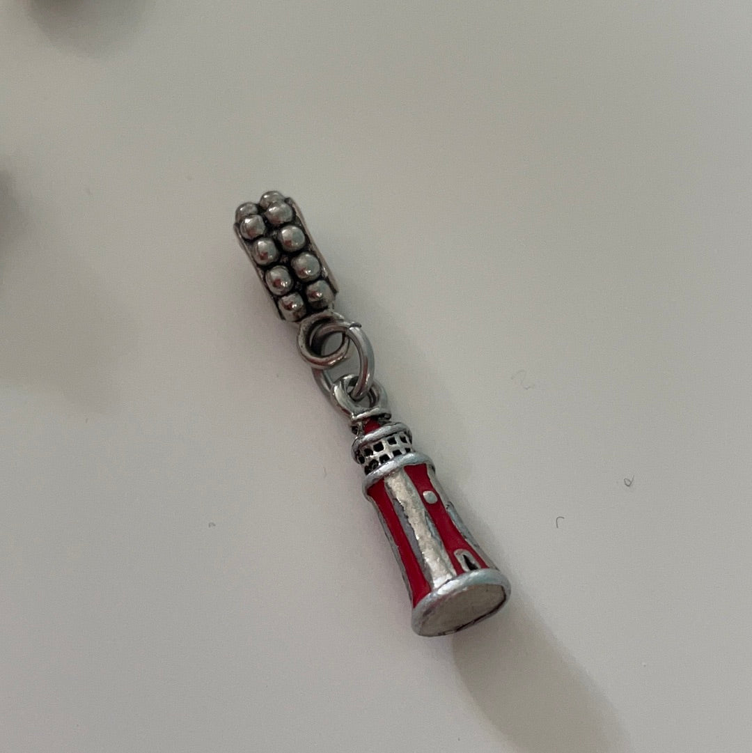 Unbranded Lighthouse Dangle Charm Red and White