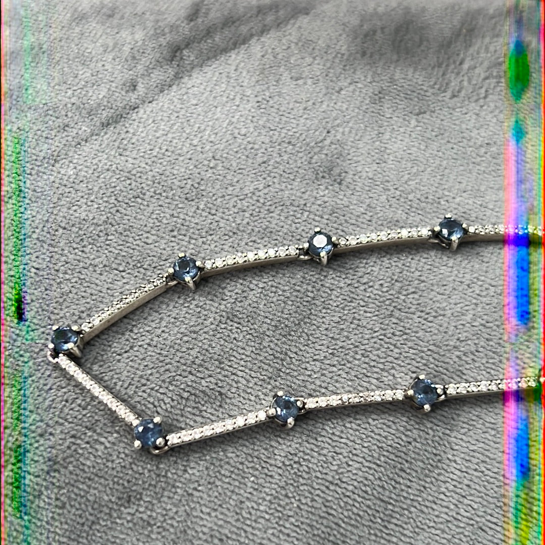 Genuine Pandora Pave Blue Sparkling Bars Adjustable Bracelet Size 1