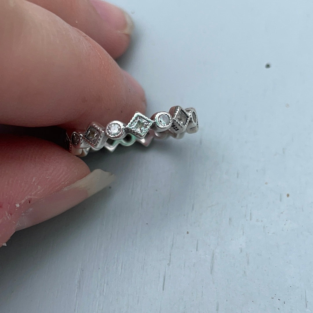 Genuine Pandora Clear CZ Geometric Shape Ring Size 56