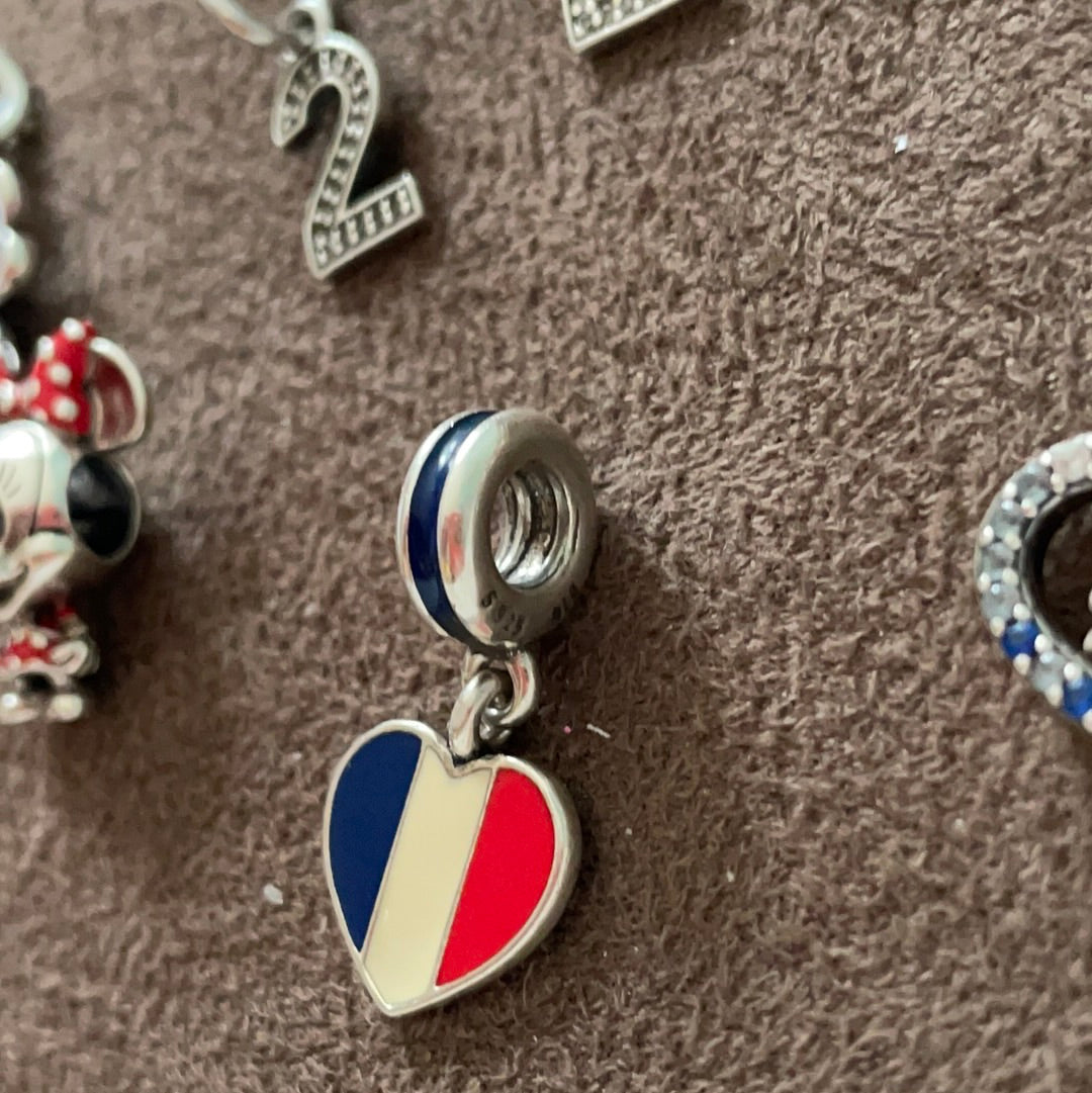 Genuine Pandora French Flag Enamel Travel Dangle Charm France