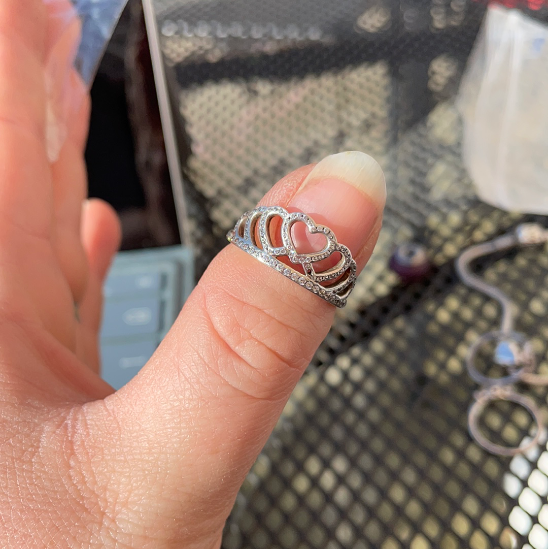 Genuine Pandora Princess Heart Tiara Ring Size