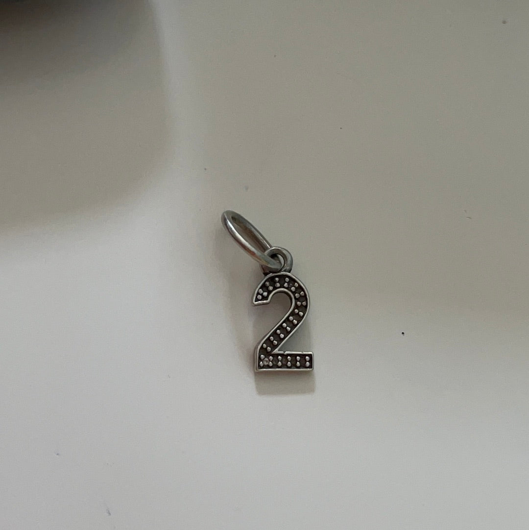 Genuine Pandora Number 2 Dangle Pave Charm