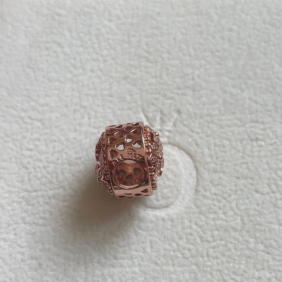 Genuine Pandora Rose Gold Sparkling Pink Pave Flower Daisy Charm