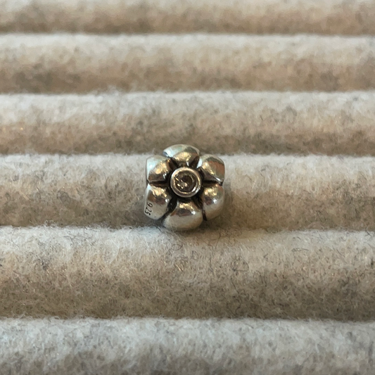 Genuine Pandora Retired Flower With Clear Stone Charm