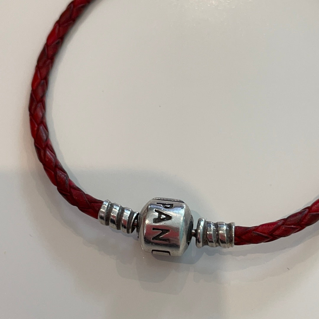 Genuine Pandora Red Leather Single Bracelet