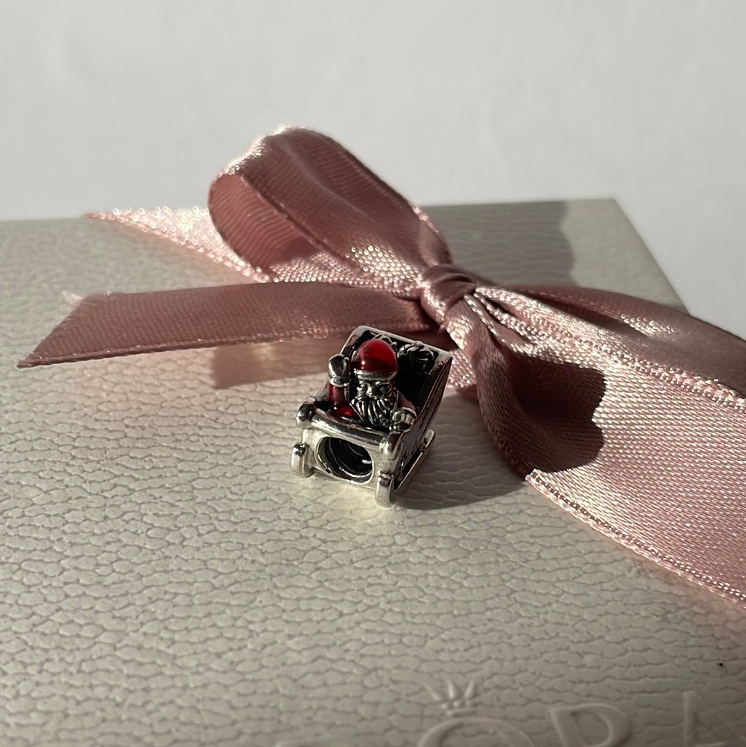 Genuine Pandora Christmas Santa Enamel Sleigh Charm