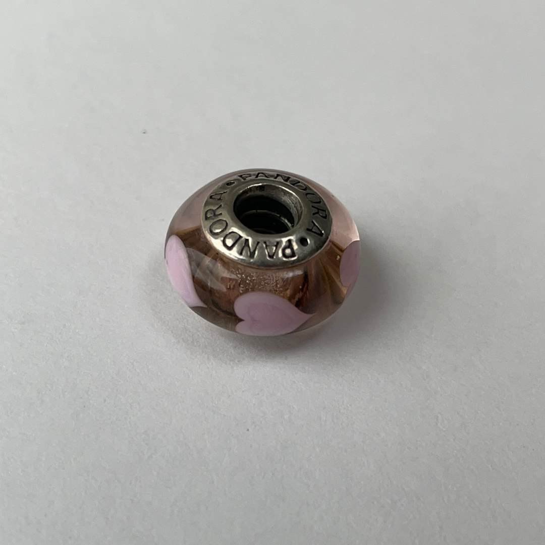 Genuine Pandora Pink Heart Murano Glass Charm