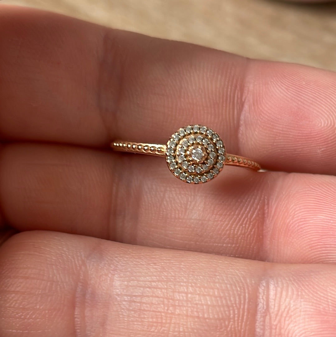 Genuine Pandora Rose Gold Pave Sparkle Circle Ring Size 52