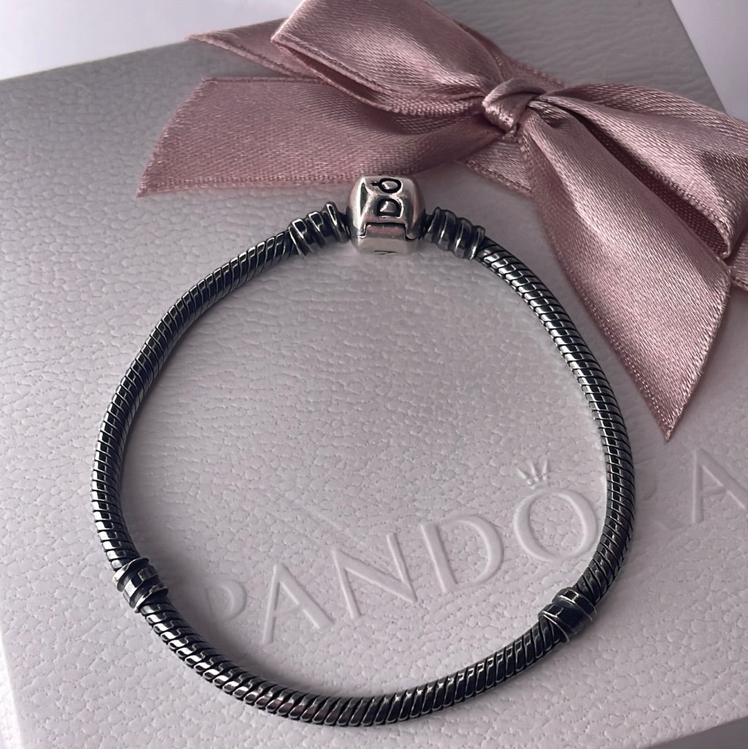 Genuine Pandora Gunmetal Oxidised Bracelet Size 17cm