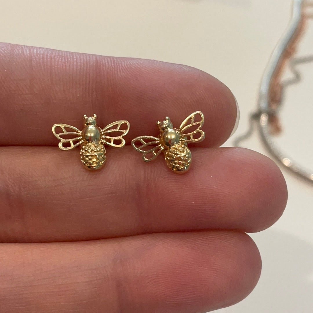 Brand New Gold Plated Bumble Bee Earrings Beautiful!