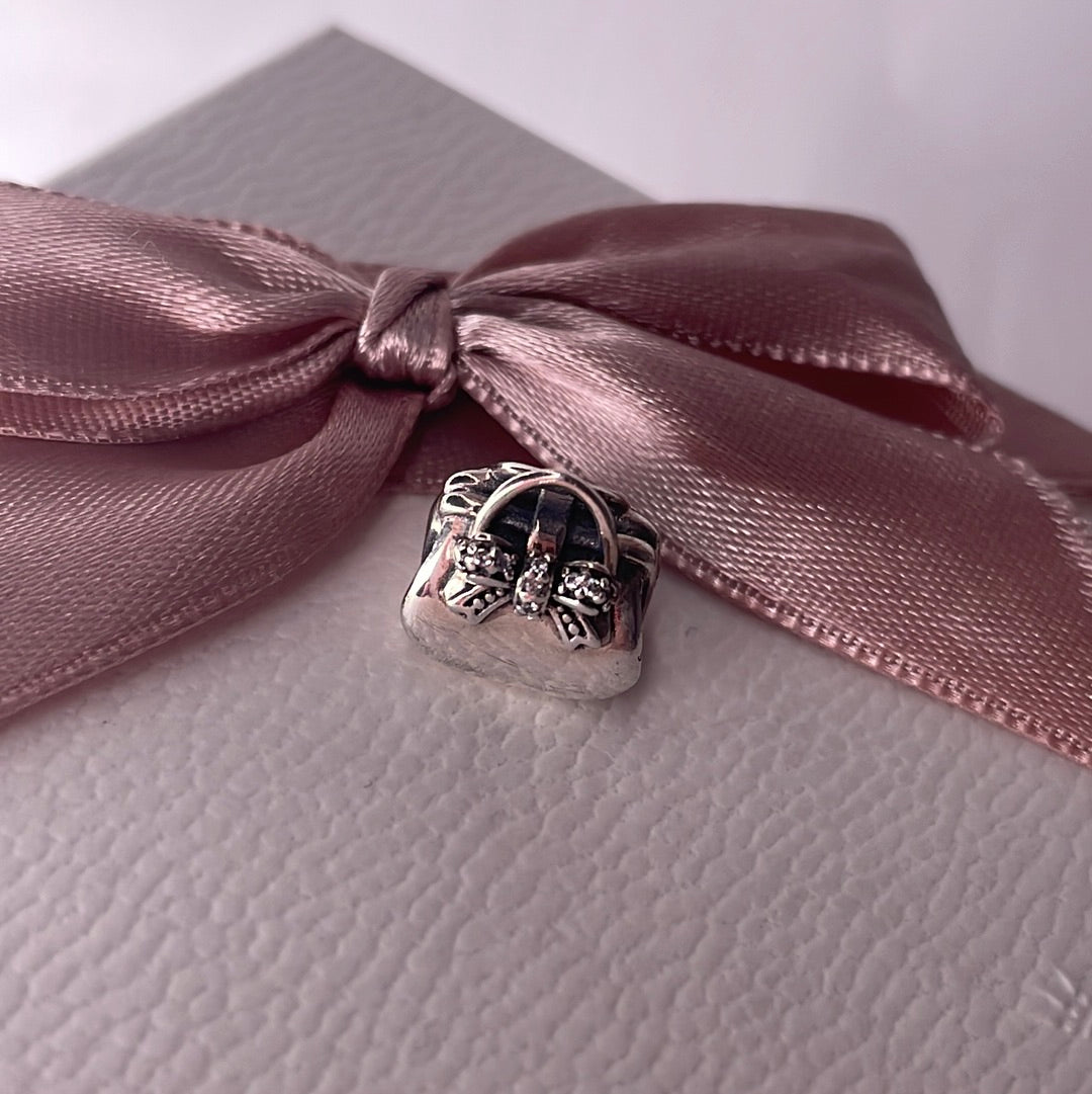 Genuine Pandora Purse Handbag With Pave Bow Charm