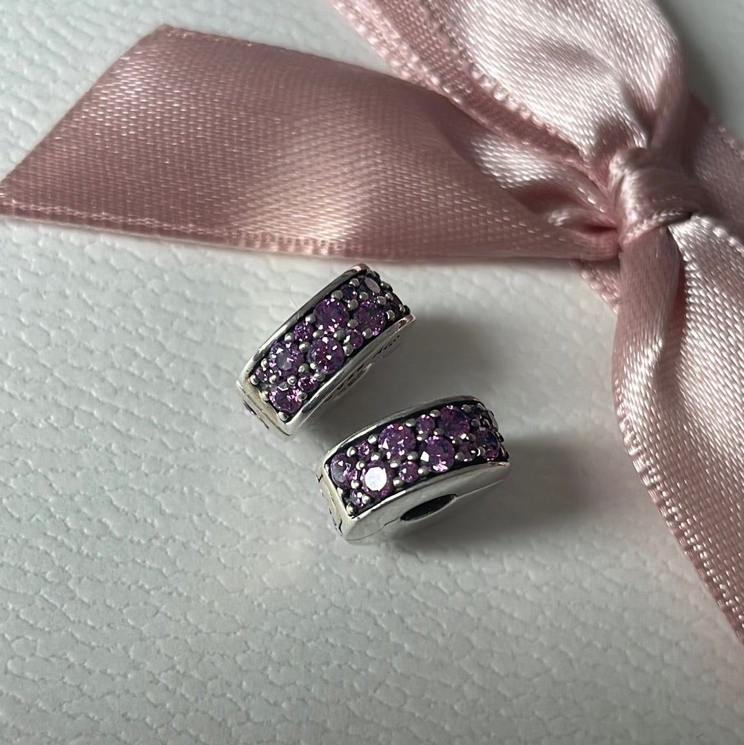 Genuine Pandora Pink or Purple Pave Silicone Clip Sparkle