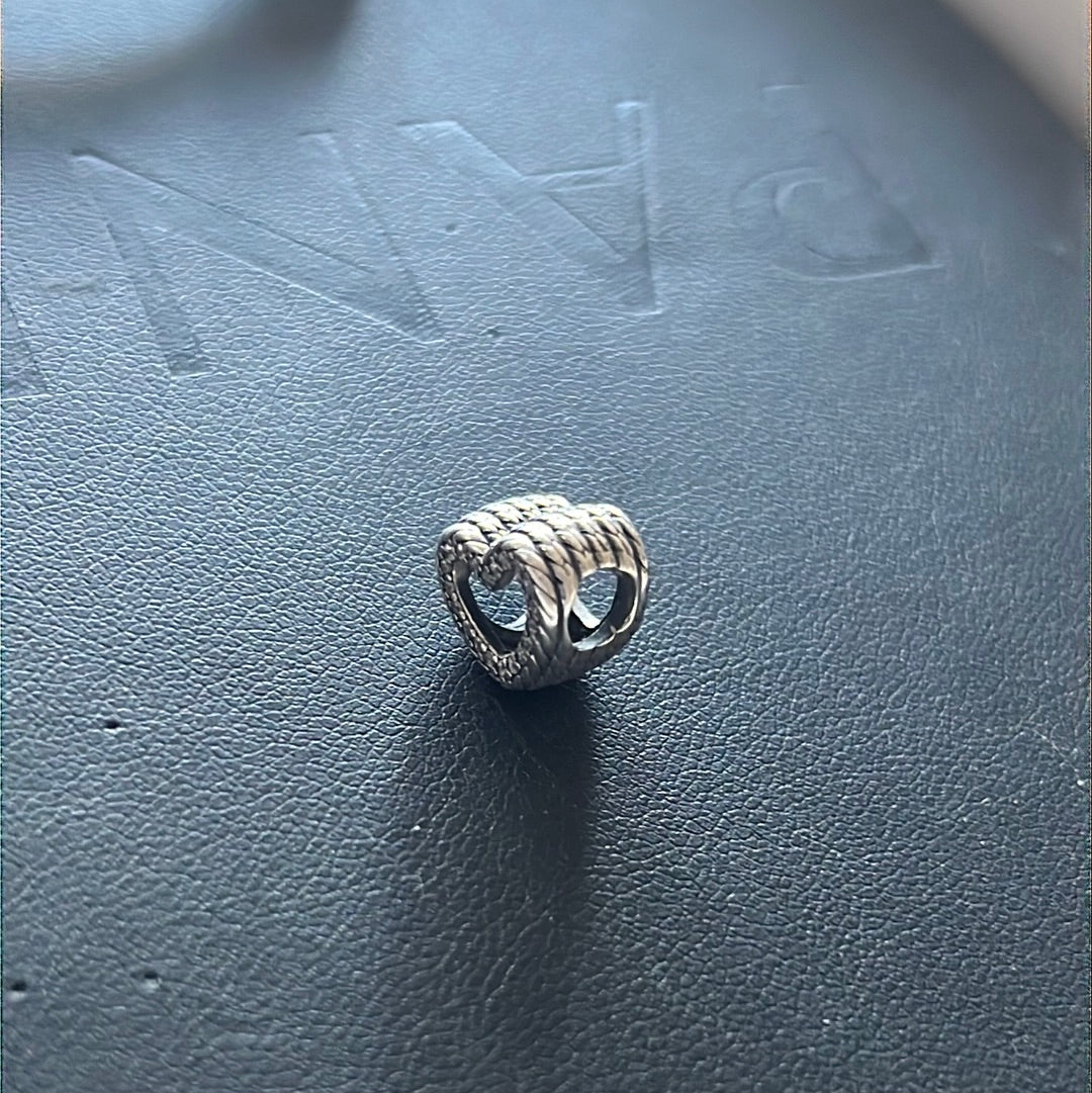 Genuine Pandora Pave Rope Heart Charm