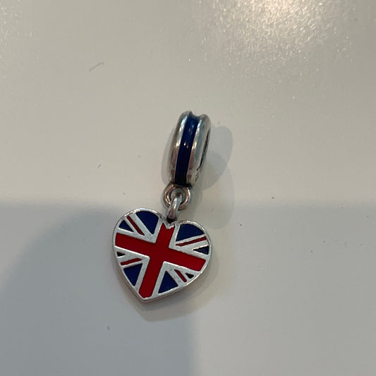 Genuine Pandora Enamel Union Jack Flag Travel London Britain English Charm I Love Great Britain UK