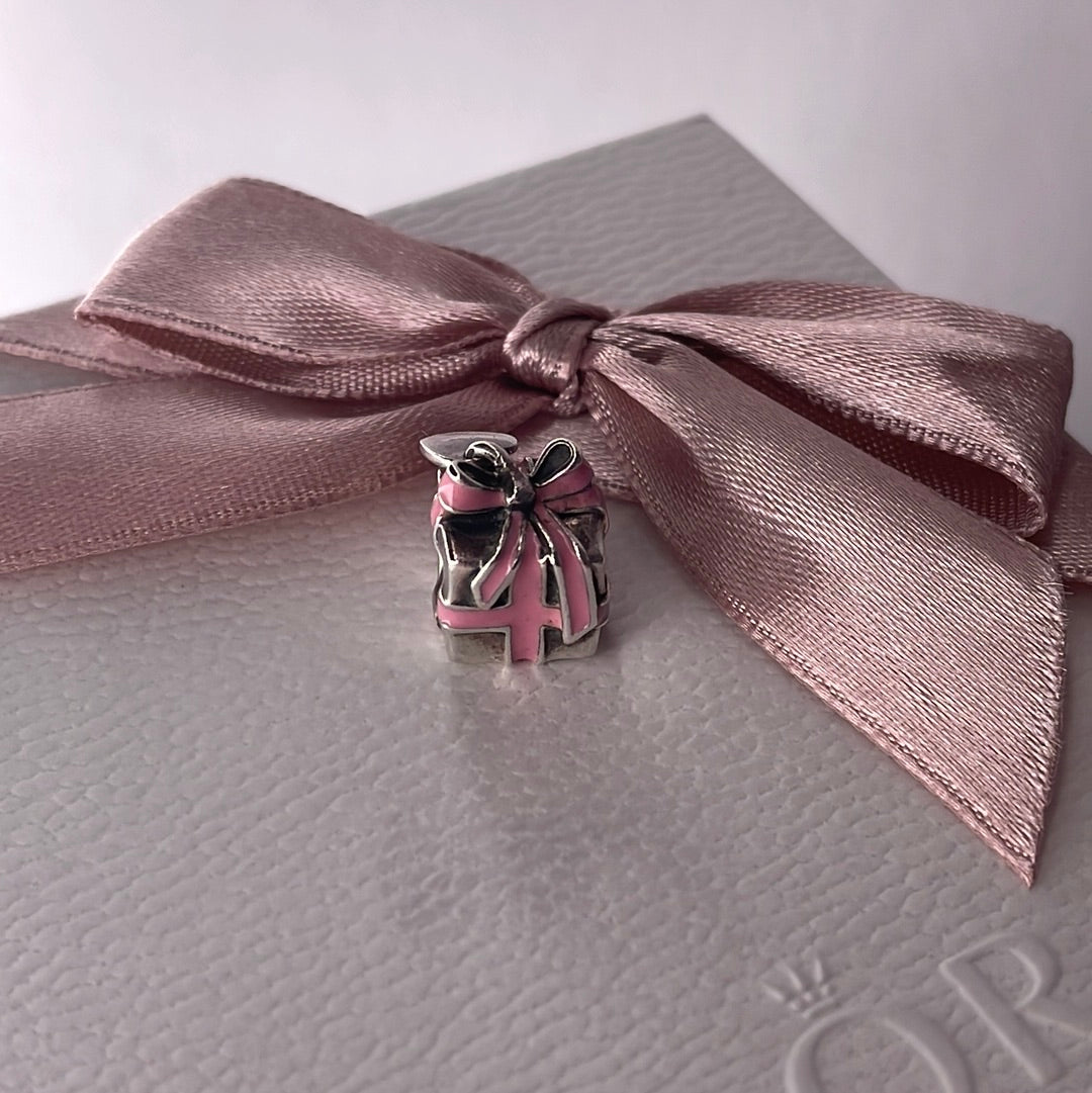 Genuine Pandora Pink Enamel Present Charm
