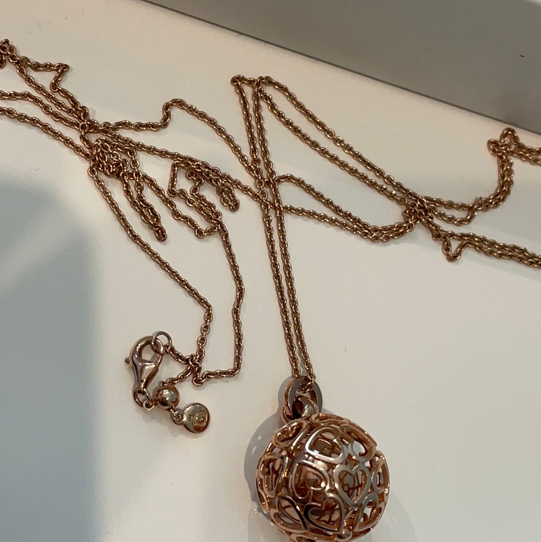 Genuine Pandora Rose Gold Harmonious Hearts Chime Necklace INCLUDES 90cm ROSE GOLD CHAIN