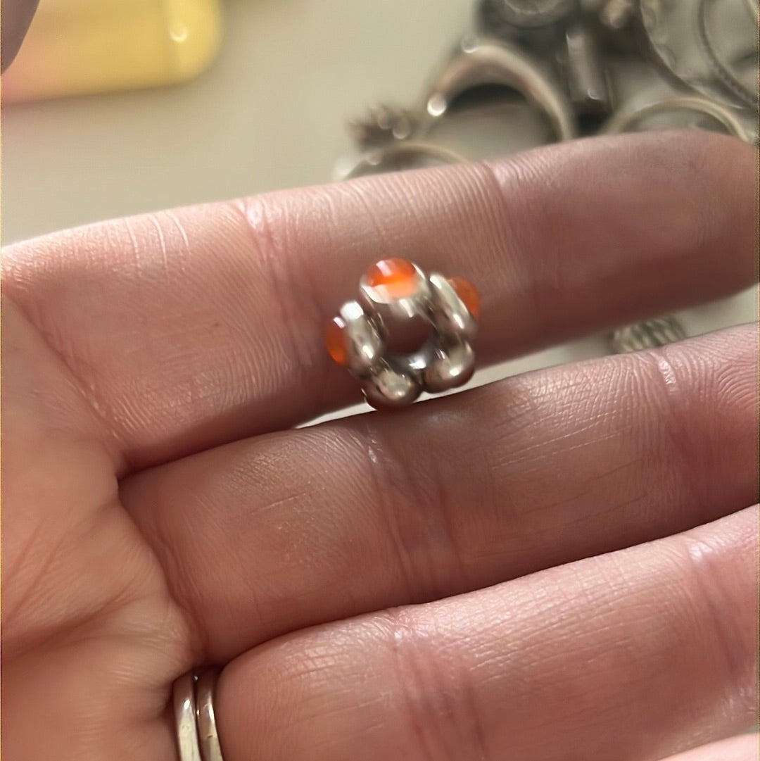 Genuine Pandora Orange Carnelian Rare HTF Spacer Cabochon